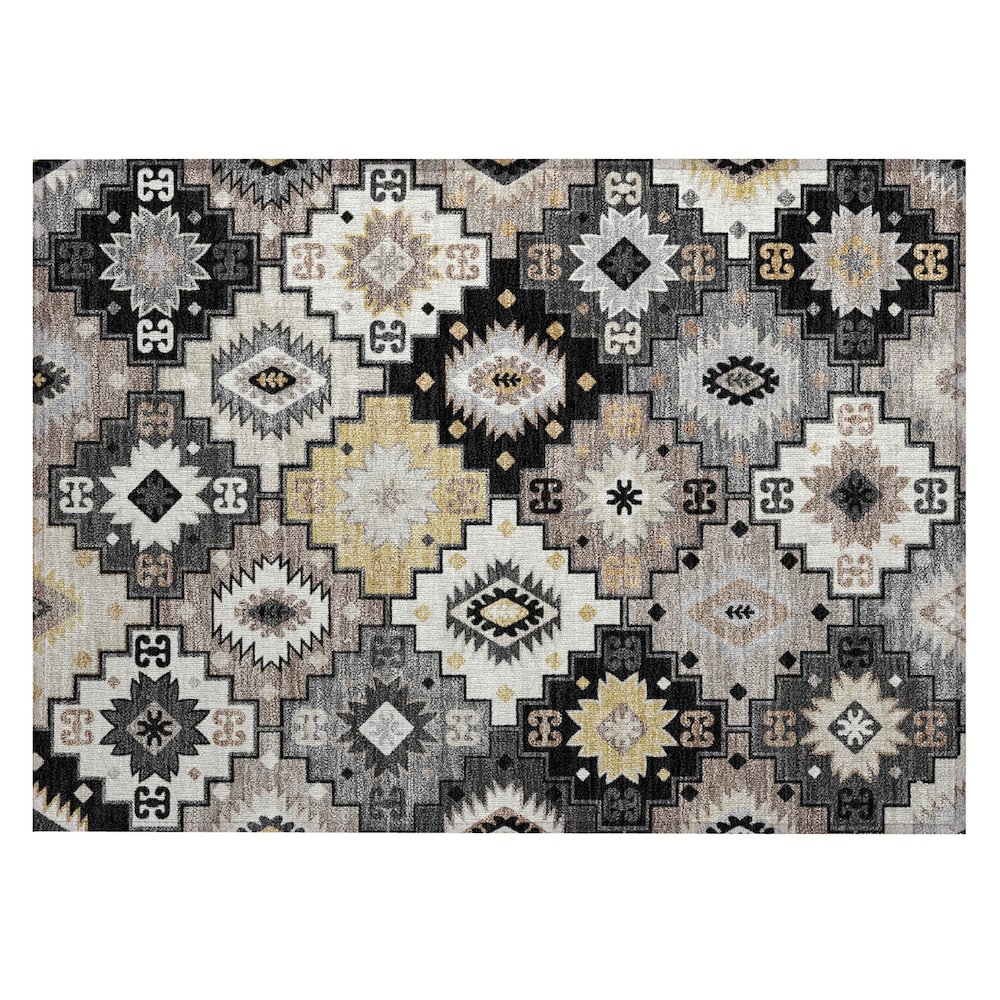 Machine Washable Indoor/Outdoor Chantille ACN2123 Black 1'8" x 2'6" Rug. Picture 1