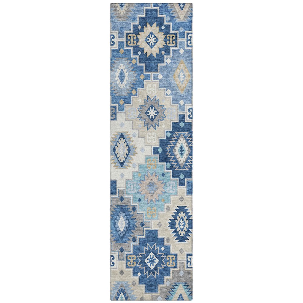 Machine Washable Indoor/Outdoor Chantille ACN2123 Blue 2'3" x 7'6" Runner Rug. Picture 1