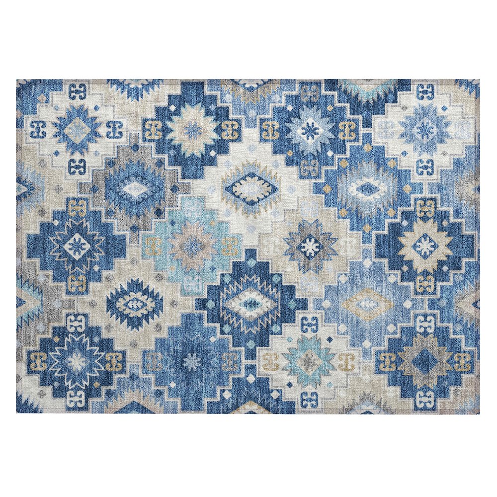 Machine Washable Indoor/Outdoor Chantille ACN2123 Blue 1'8" x 2'6" Rug. Picture 1