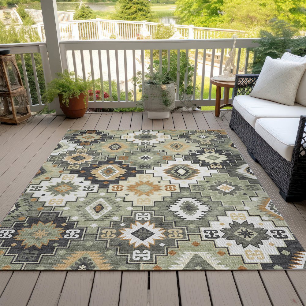 Machine Washable Indoor/Outdoor Chantille ACN2123 Fern 2'6" x 3'10" Rug. Picture 8