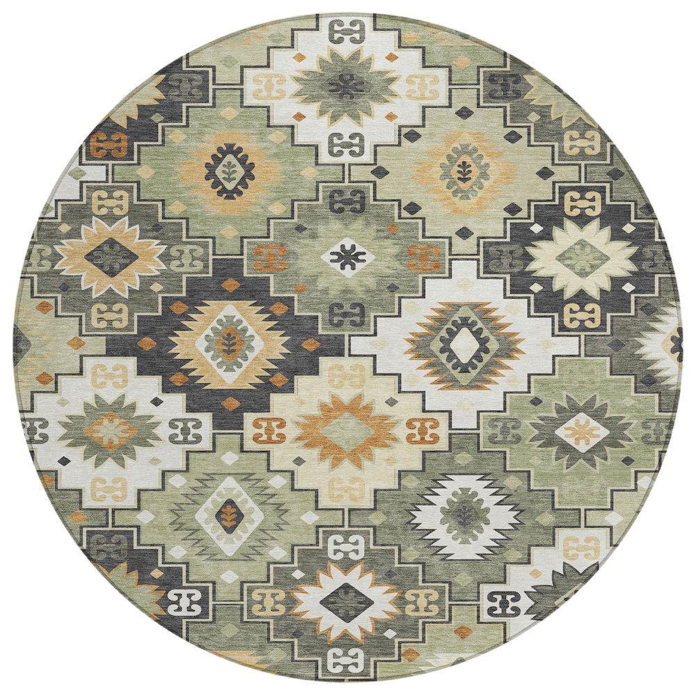 Machine Washable Indoor/Outdoor Chantille ACN2123 Fern 8' x 8' Round Rug. Picture 1