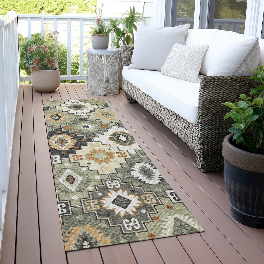 Machine Washable Indoor/Outdoor Chantille ACN2123 Fern 2'3" x 7'6" Runner Rug. Picture 6