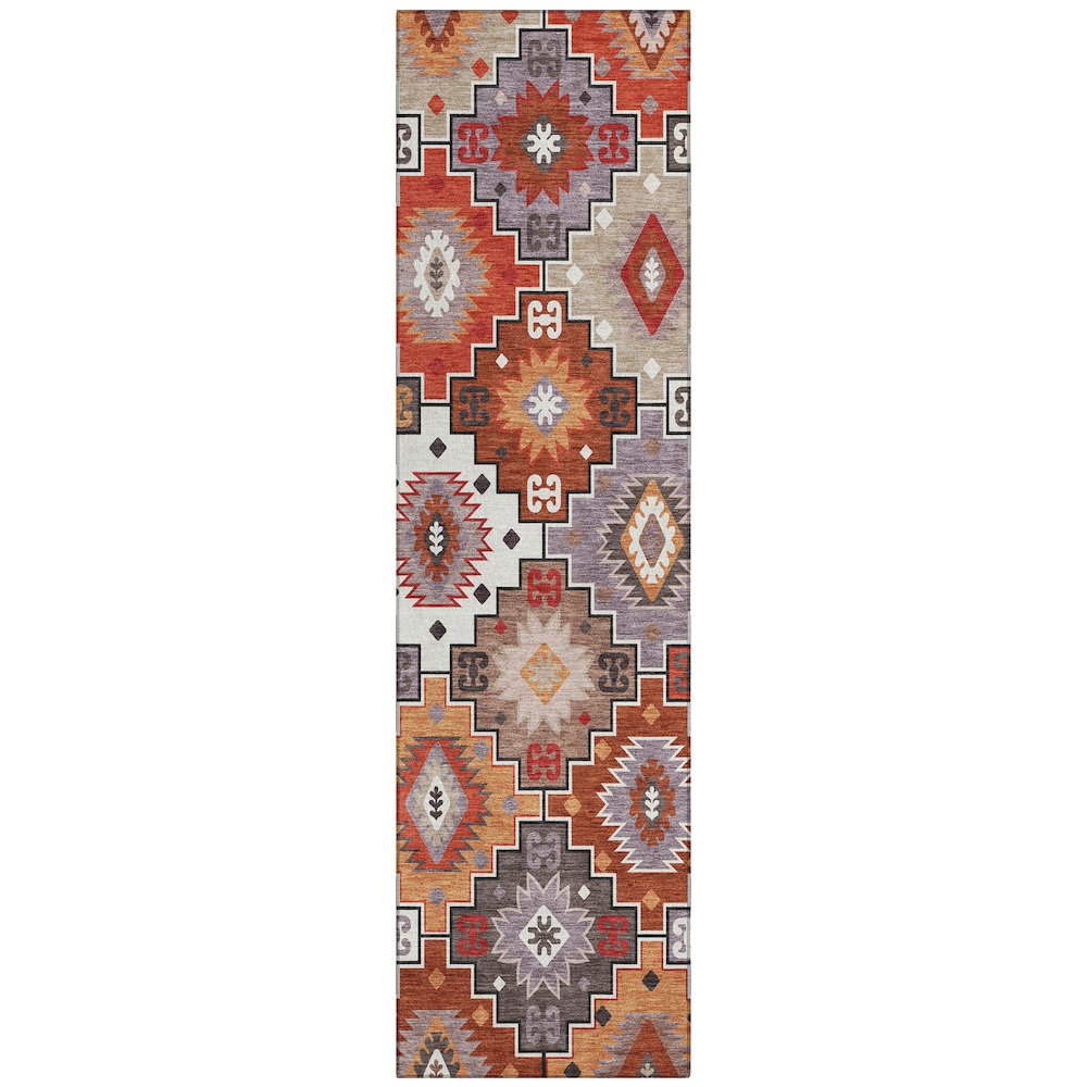 Machine Washable Indoor/Outdoor Chantille ACN2123 Paprika 2'3" x 7'6" Runner Rug. Picture 1