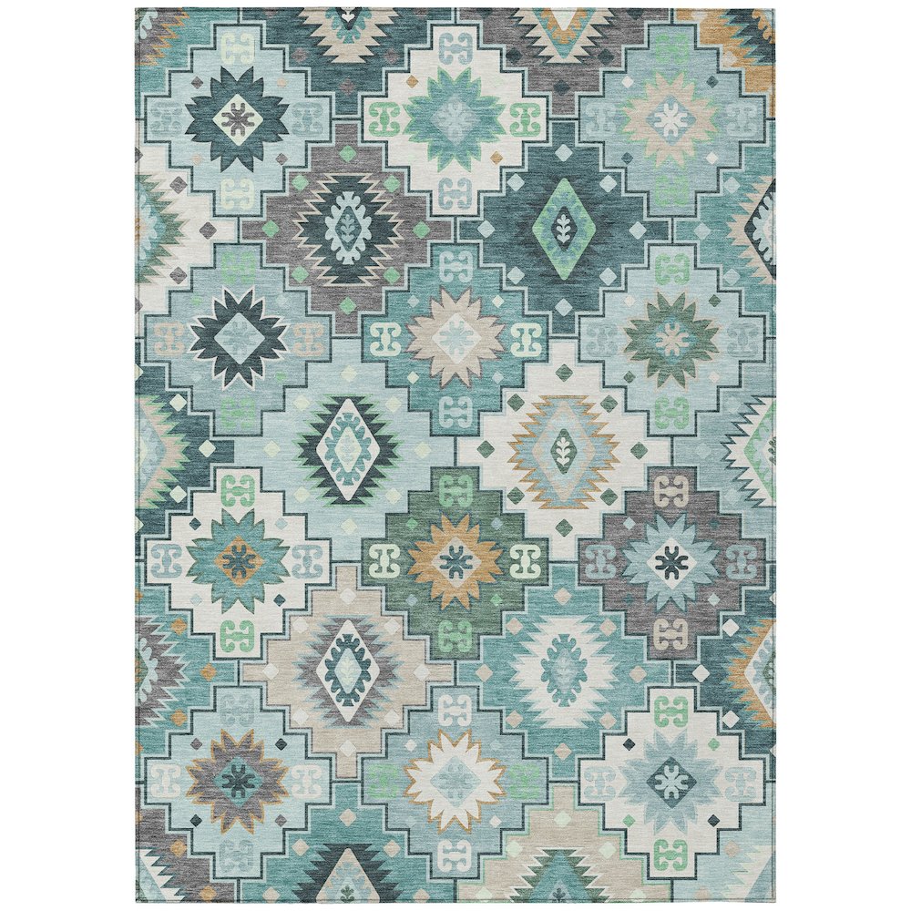 Machine Washable Indoor/Outdoor Chantille ACN2123 Teal 2'6" x 3'10" Rug. Picture 1