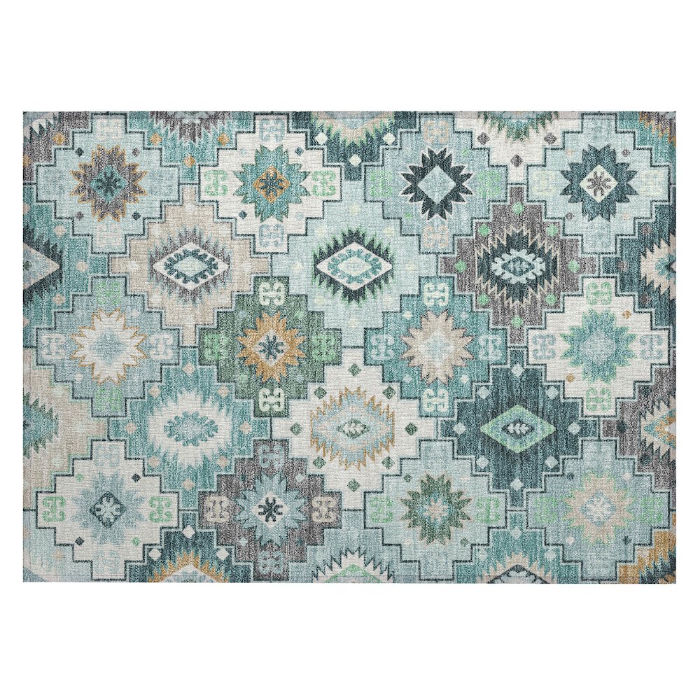 Machine Washable Indoor/Outdoor Chantille ACN2123 Teal 1'8" x 2'6" Rug. Picture 1