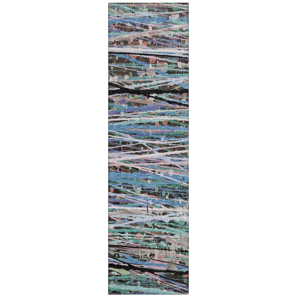 Machine Washable Indoor/Outdoor Chantille ACN2125 Blue 2'3" x 7'6" Runner Rug. Picture 1