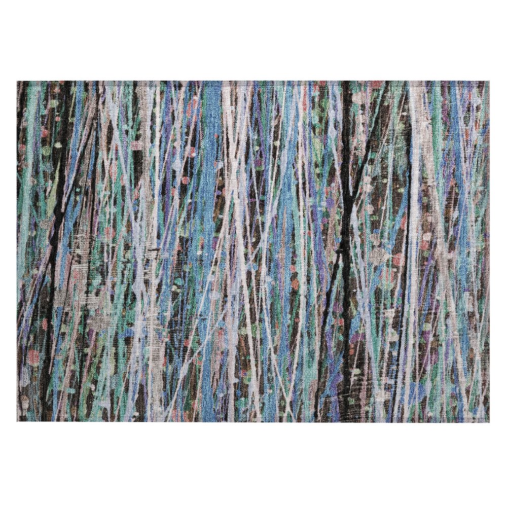 Machine Washable Indoor/Outdoor Chantille ACN2125 Blue 1'8" x 2'6" Rug. Picture 1