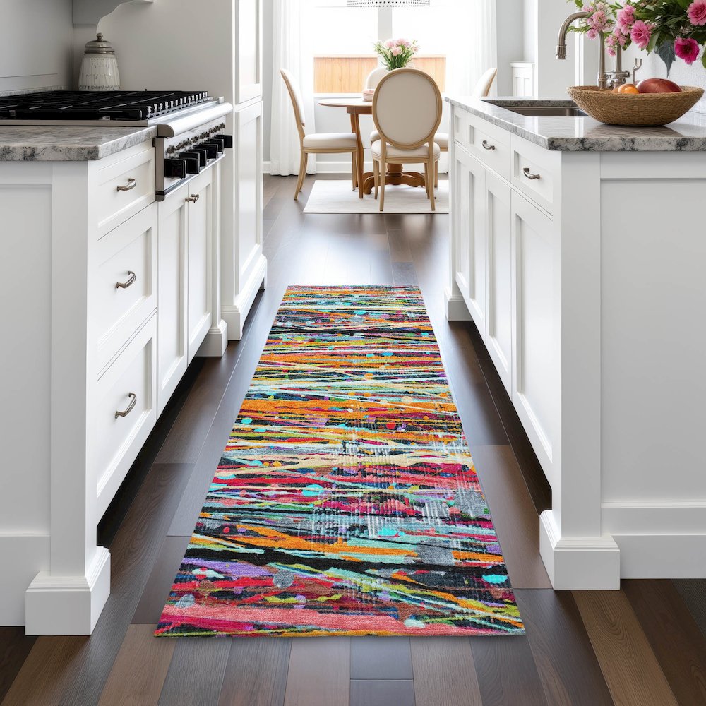 Machine Washable Indoor/Outdoor Chantille ACN2125 Orange 2'3" x 7'6" Runner Rug. Picture 5