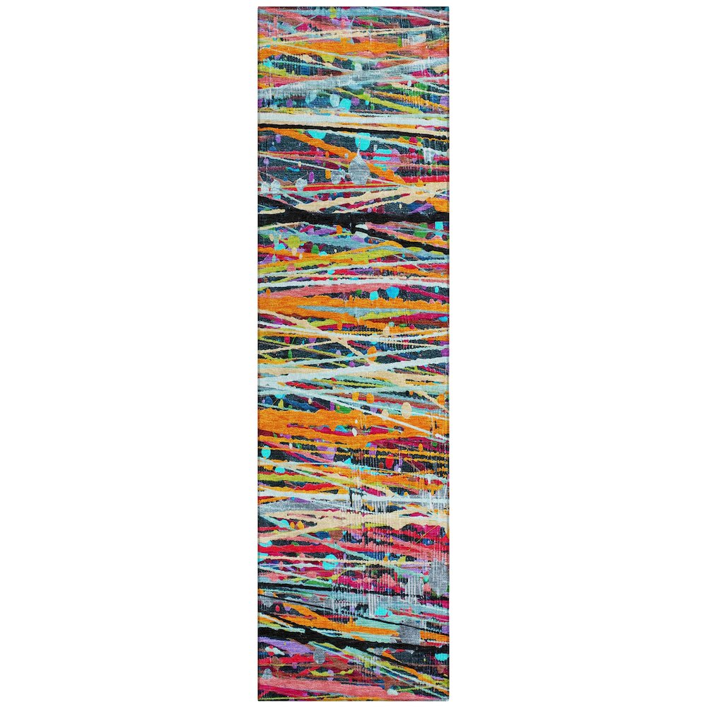 Machine Washable Indoor/Outdoor Chantille ACN2125 Orange 2'3" x 7'6" Runner Rug. Picture 1