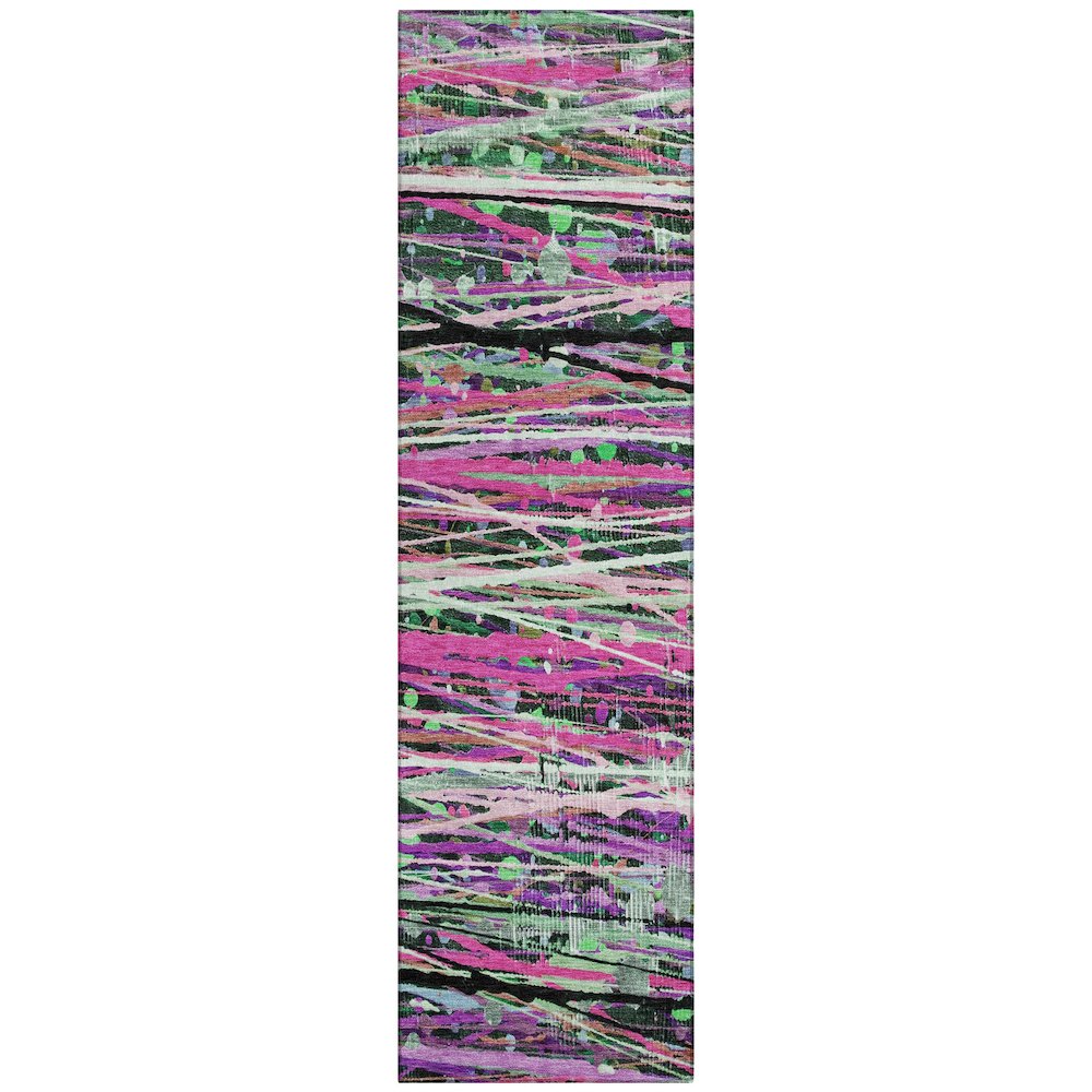 Machine Washable Indoor/Outdoor Chantille ACN2125 Pink 2'3" x 7'6" Runner Rug. Picture 1