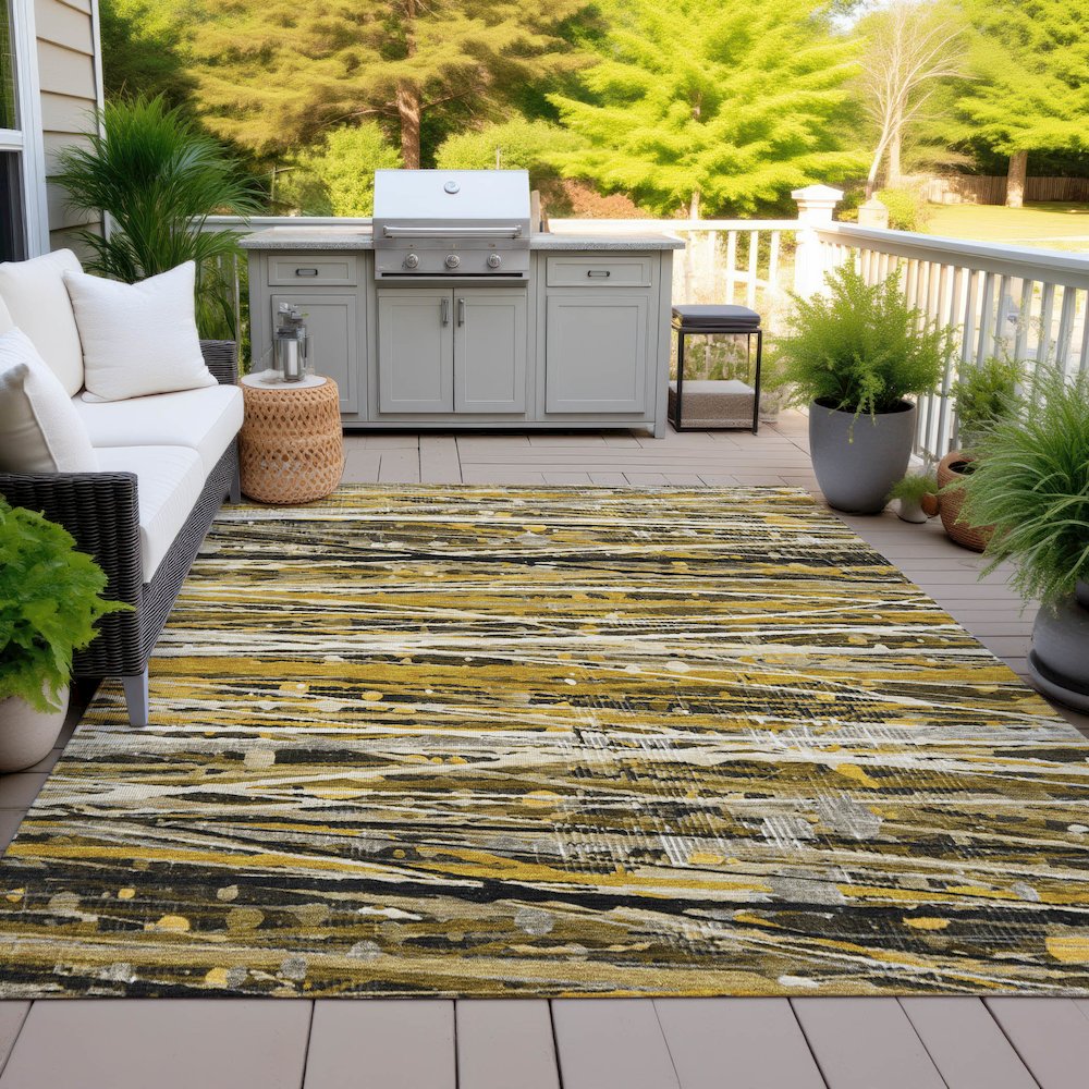 Machine Washable Indoor/Outdoor Chantille ACN2126 Brown 2'6" x 3'10" Rug. Picture 7