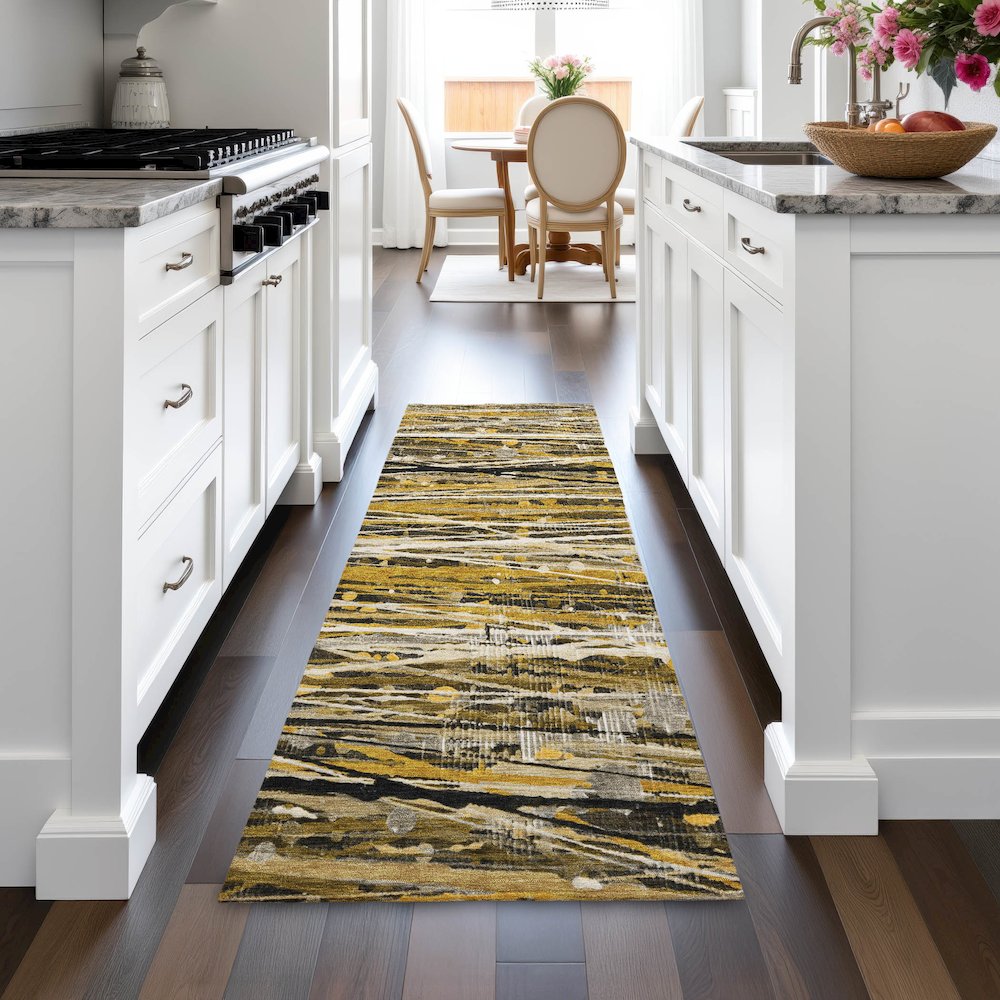 Machine Washable Indoor/Outdoor Chantille ACN2126 Brown 2'3" x 7'6" Runner Rug. Picture 5