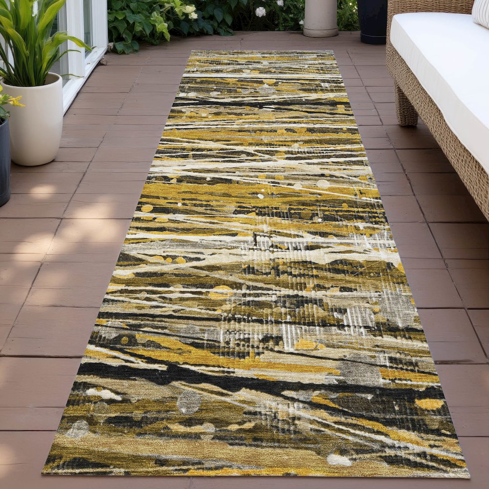 Machine Washable Indoor/Outdoor Chantille ACN2126 Brown 2'3" x 7'6" Runner Rug. Picture 6