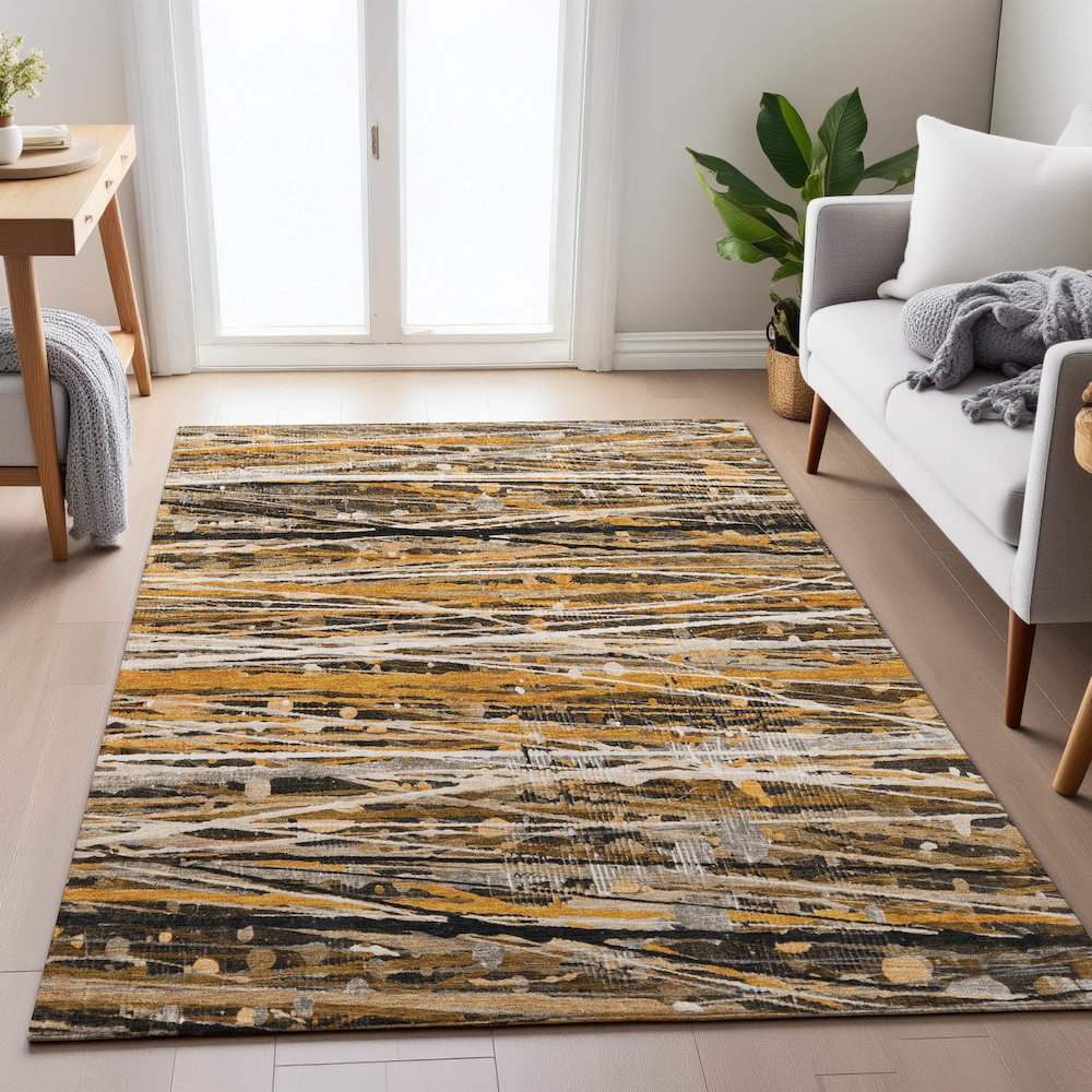 Machine Washable Indoor/Outdoor Chantille ACN2126 Copper 2'6" x 3'10" Rug. Picture 5