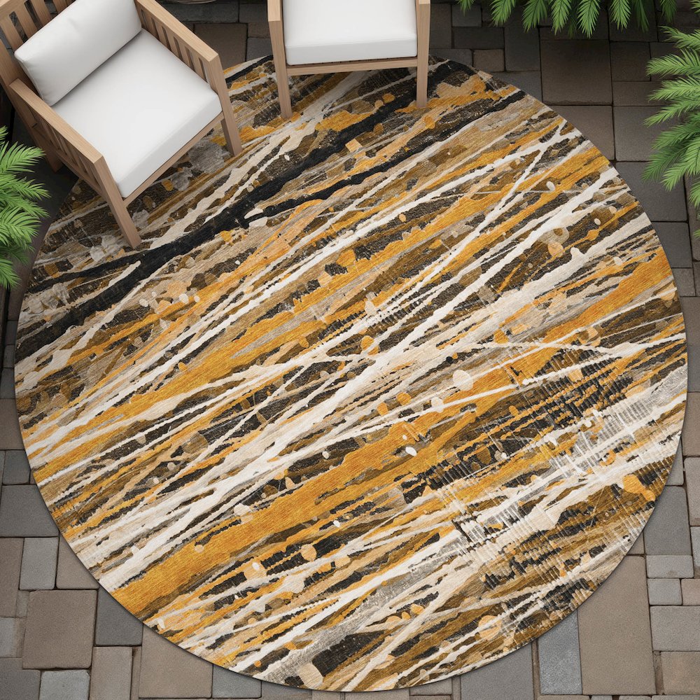Machine Washable Indoor/Outdoor Chantille ACN2126 Copper 8' x 8' Round Rug. Picture 6