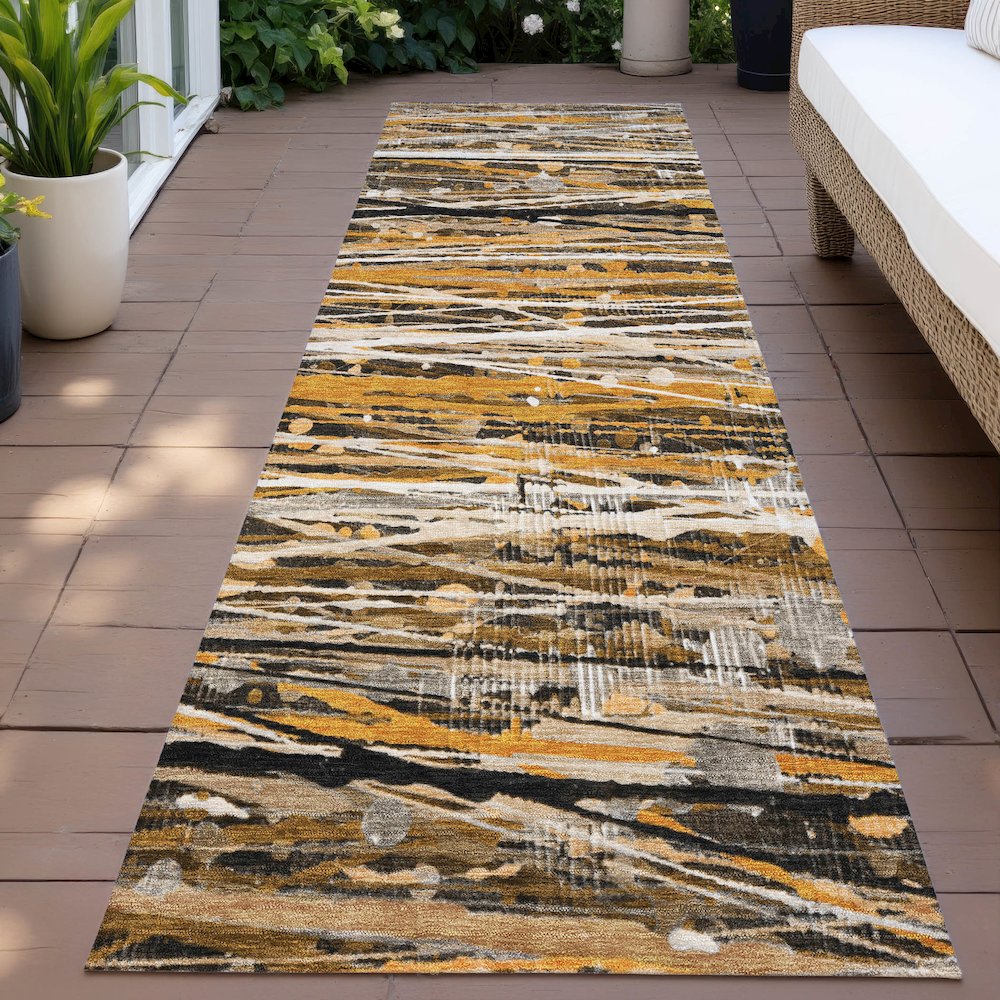 Machine Washable Indoor/Outdoor Chantille ACN2126 Copper 2'3" x 7'6" Runner Rug. Picture 6