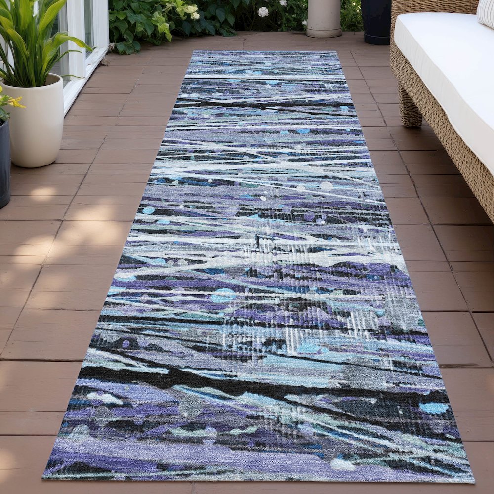 Machine Washable Indoor/Outdoor Chantille ACN2126 Purple 2'3" x 7'6" Runner Rug. Picture 6