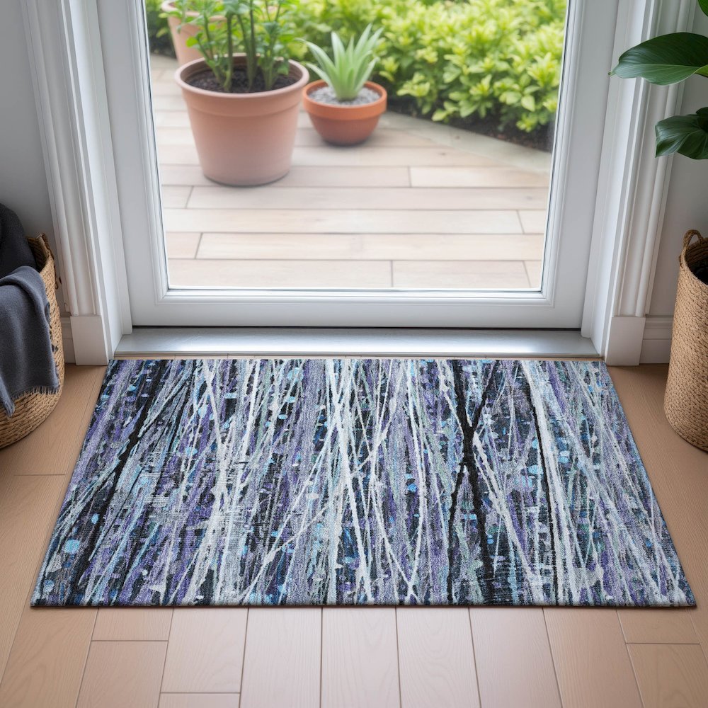Machine Washable Indoor/Outdoor Chantille ACN2126 Purple 1'8" x 2'6" Rug. Picture 5