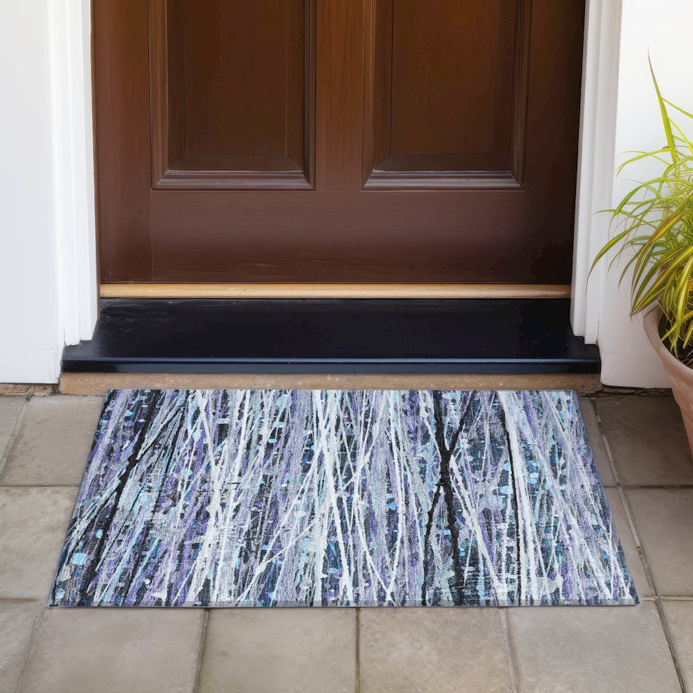 Machine Washable Indoor/Outdoor Chantille ACN2126 Purple 1'8" x 2'6" Rug. Picture 6