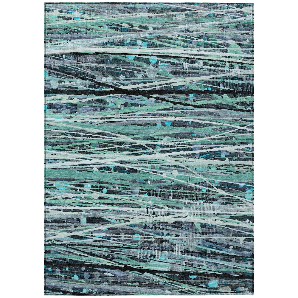 Machine Washable Indoor/Outdoor Chantille ACN2126 Teal 2'6" x 3'10" Rug. Picture 1