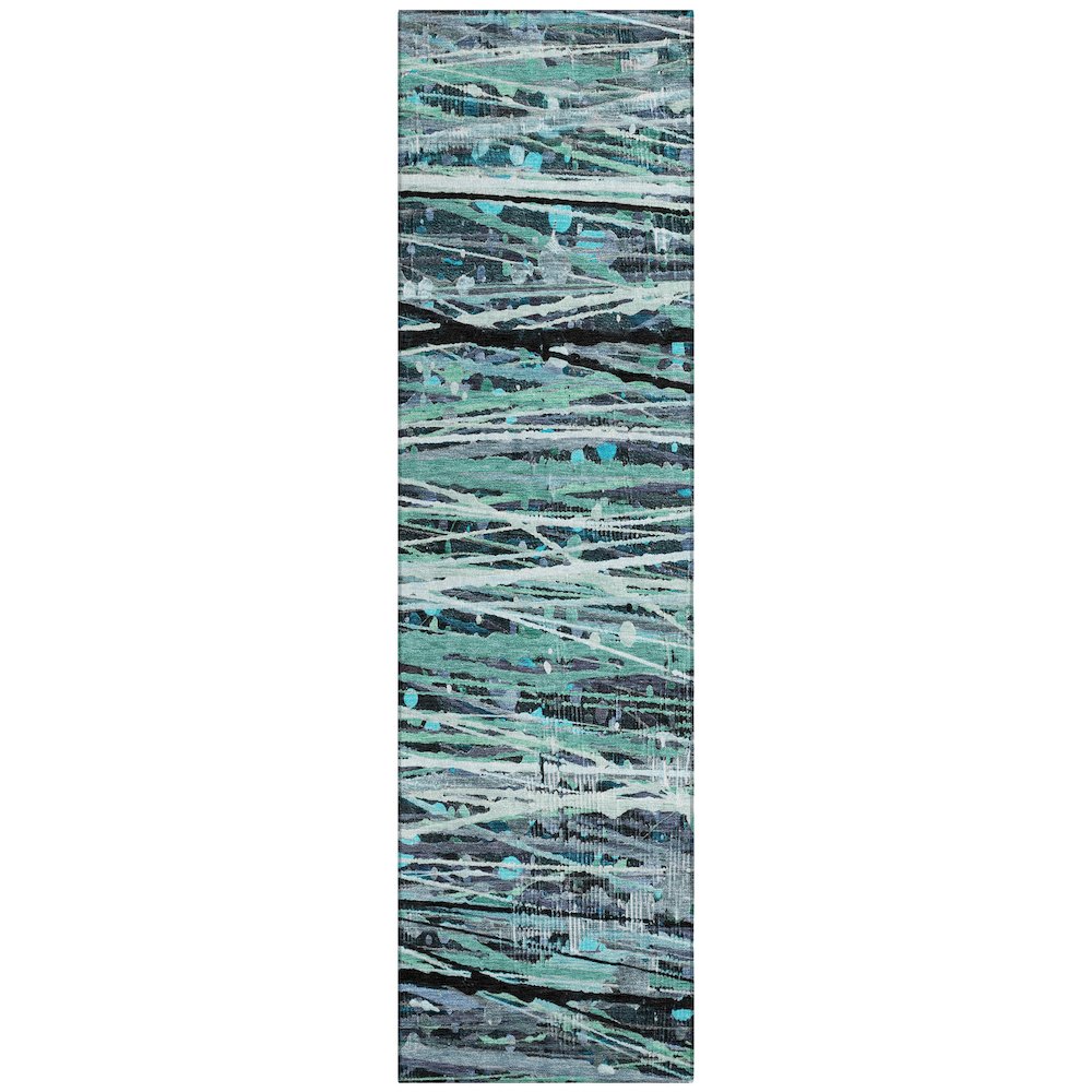 Machine Washable Indoor/Outdoor Chantille ACN2126 Teal 2'3" x 7'6" Runner Rug. Picture 1
