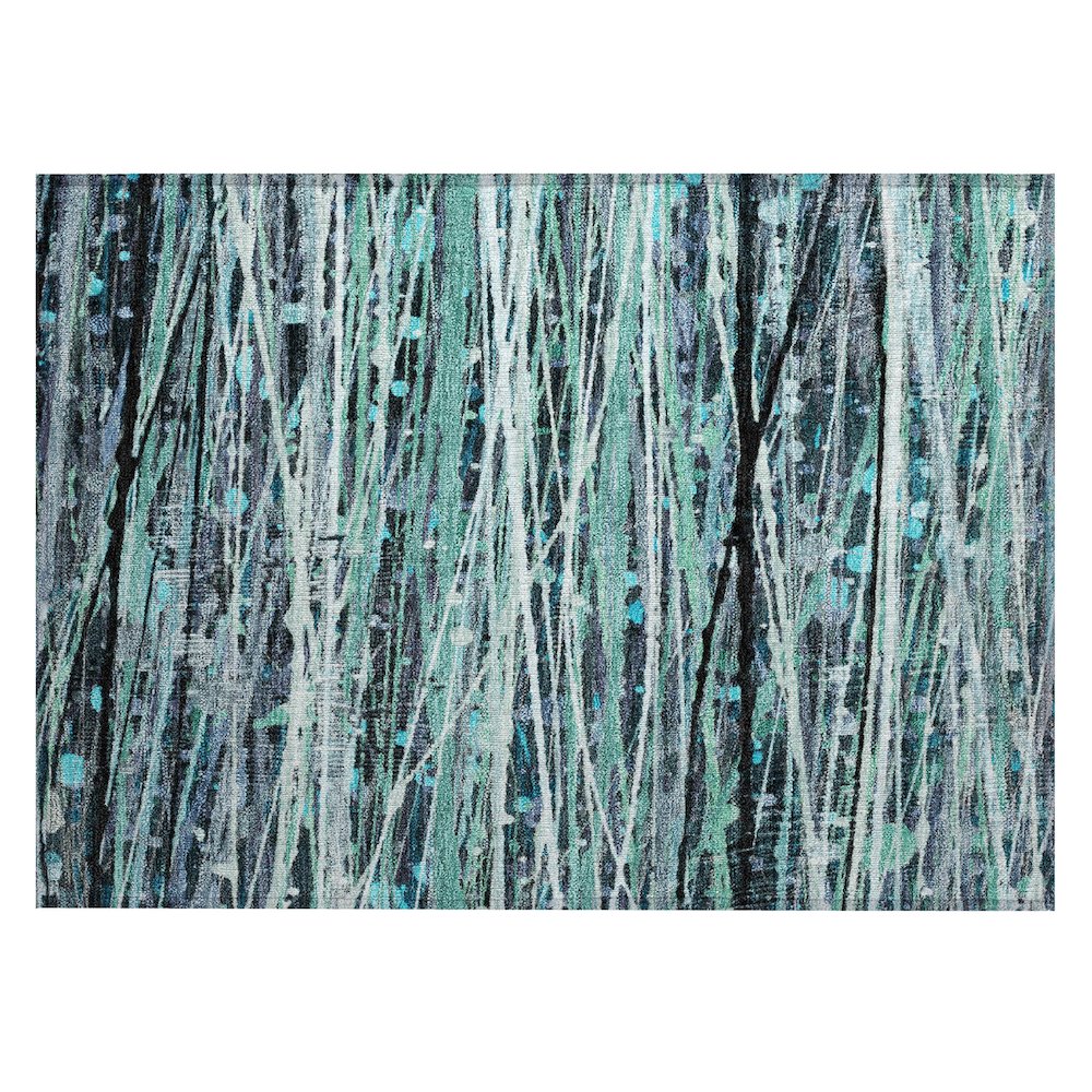 Machine Washable Indoor/Outdoor Chantille ACN2126 Teal 1'8" x 2'6" Rug. Picture 1