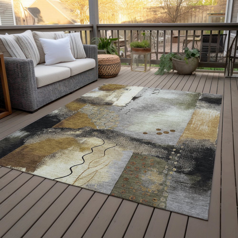 Machine Washable Indoor/Outdoor Chantille ACN2127 Chocolate 2'6" x 3'10" Rug. Picture 8