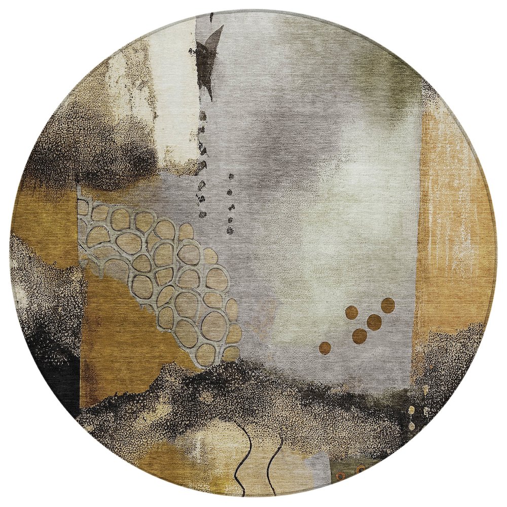 Machine Washable Indoor/Outdoor Chantille ACN2127 Chocolate 8' x 8' Round Rug. Picture 1