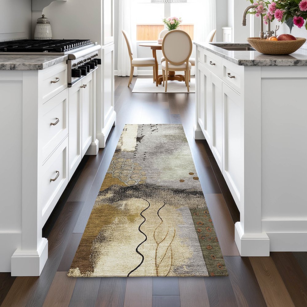 Machine Washable Indoor/Outdoor Chantille ACN2127 Chocolate 2'3"x7'6" Runner Rug. Picture 5