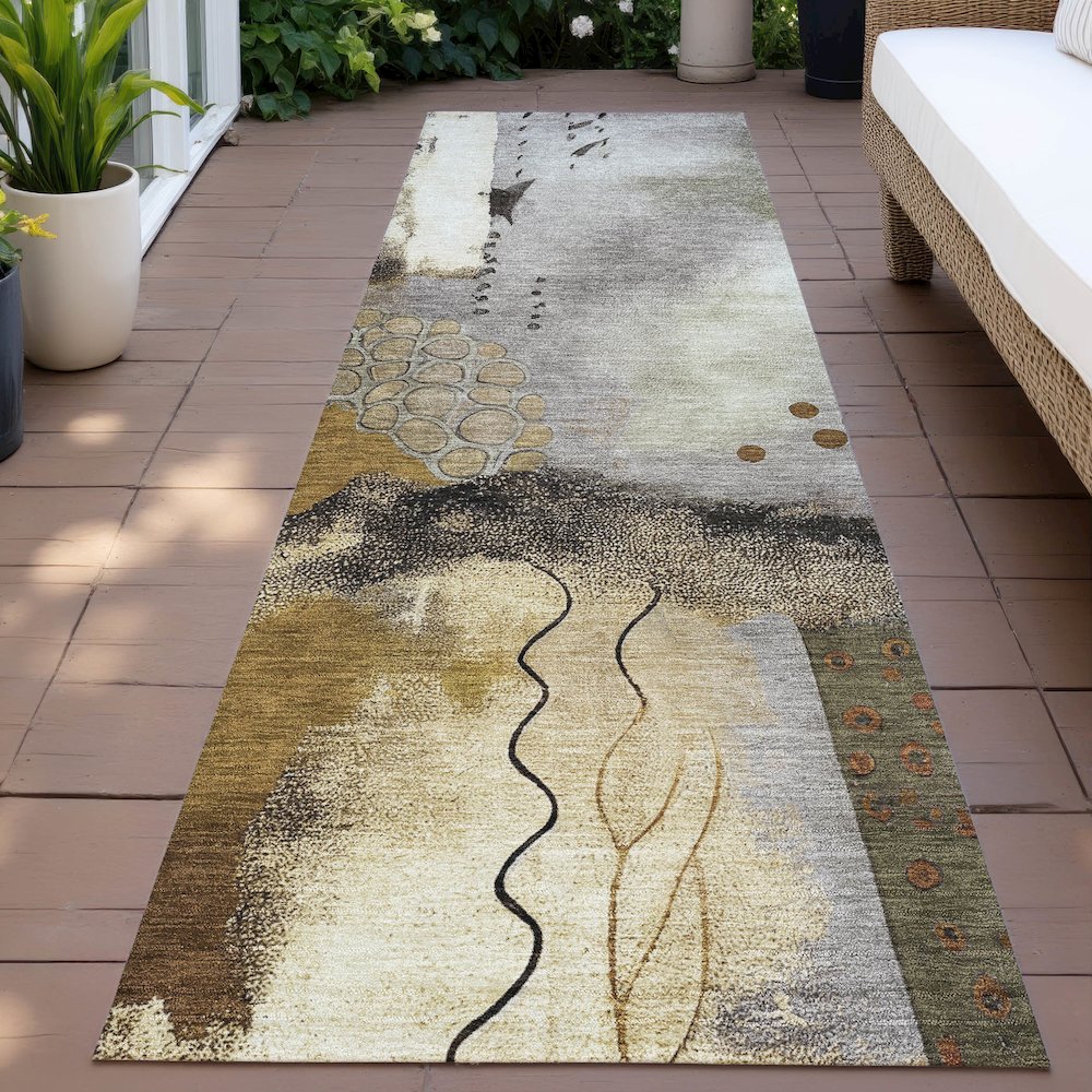 Machine Washable Indoor/Outdoor Chantille ACN2127 Chocolate 2'3"x7'6" Runner Rug. Picture 6
