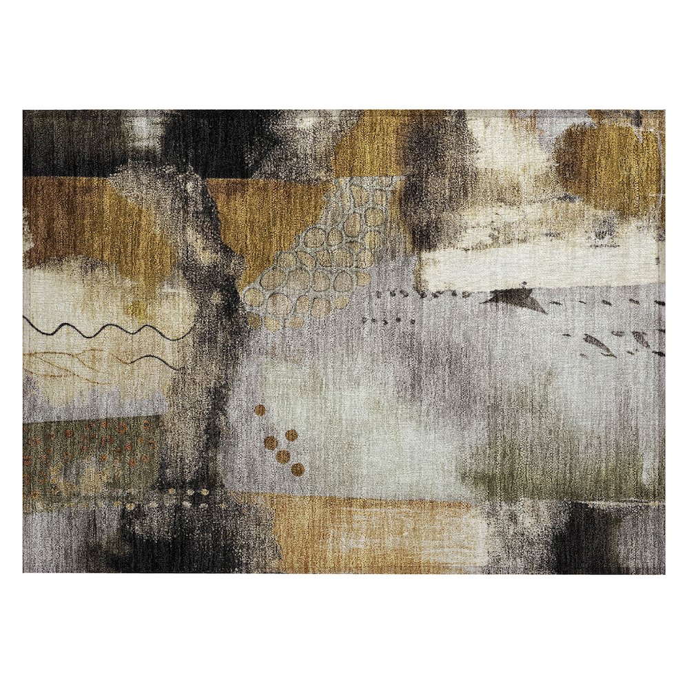 Machine Washable Indoor/Outdoor Chantille ACN2127 Chocolate 1'8" x 2'6" Rug. Picture 1