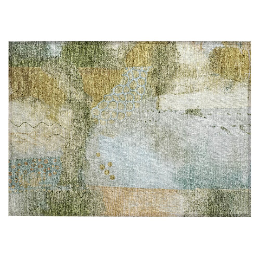 Machine Washable Indoor/Outdoor Chantille ACN2127 Green 1'8" x 2'6" Rug. Picture 1