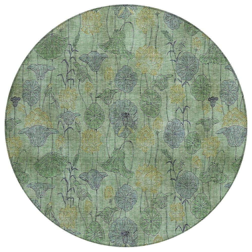 Machine Washable Indoor/Outdoor Chantille ACN2128 Aloe 8' x 8' Round Rug. Picture 1