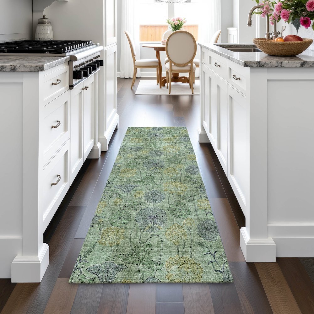 Machine Washable Indoor/Outdoor Chantille ACN2128 Aloe 2'3" x 7'6" Runner Rug. Picture 5