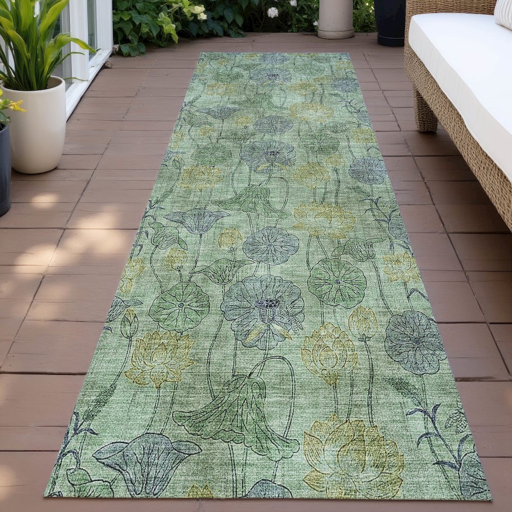 Machine Washable Indoor/Outdoor Chantille ACN2128 Aloe 2'3" x 7'6" Runner Rug. Picture 6