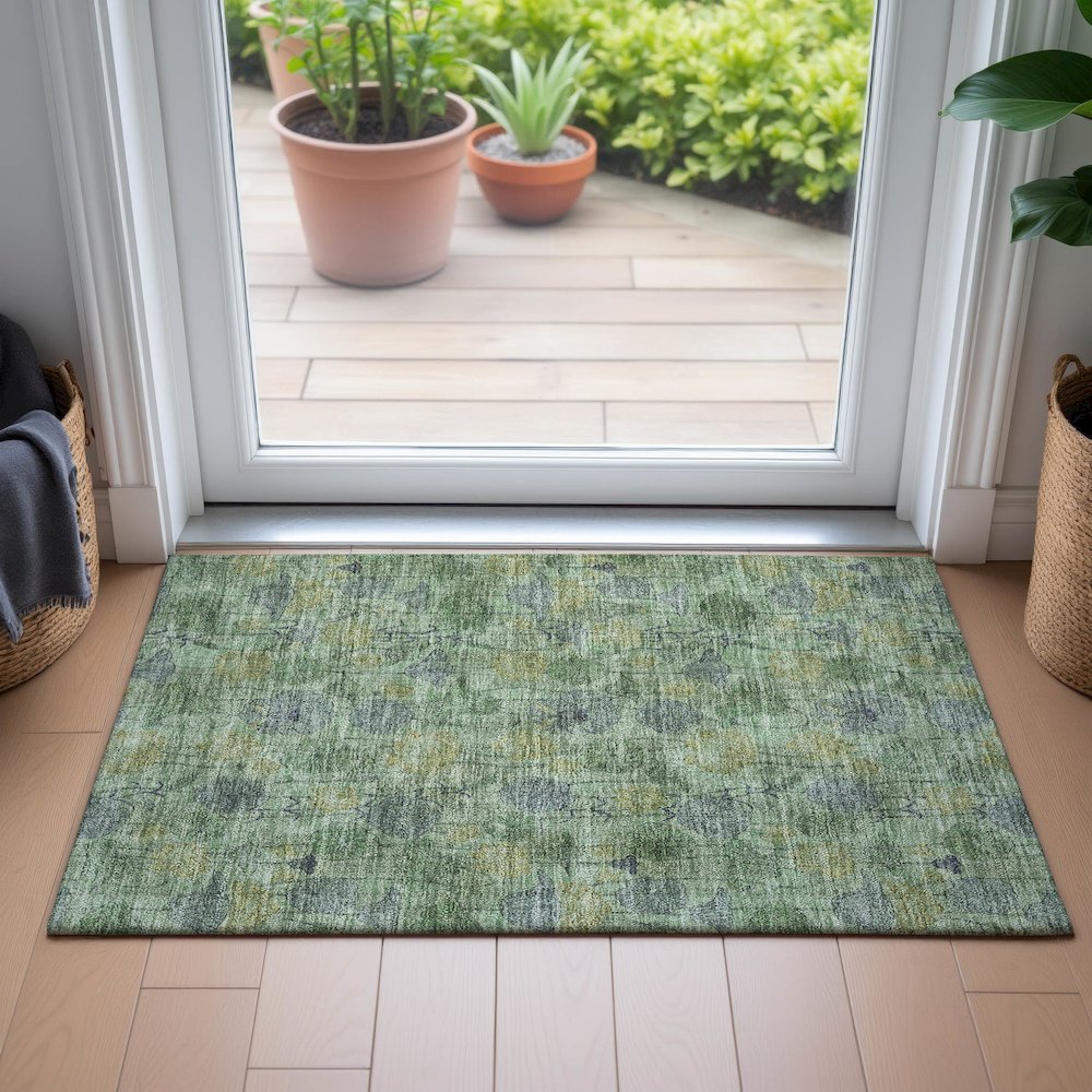 Machine Washable Indoor/Outdoor Chantille ACN2128 Aloe 1'8" x 2'6" Rug. Picture 5