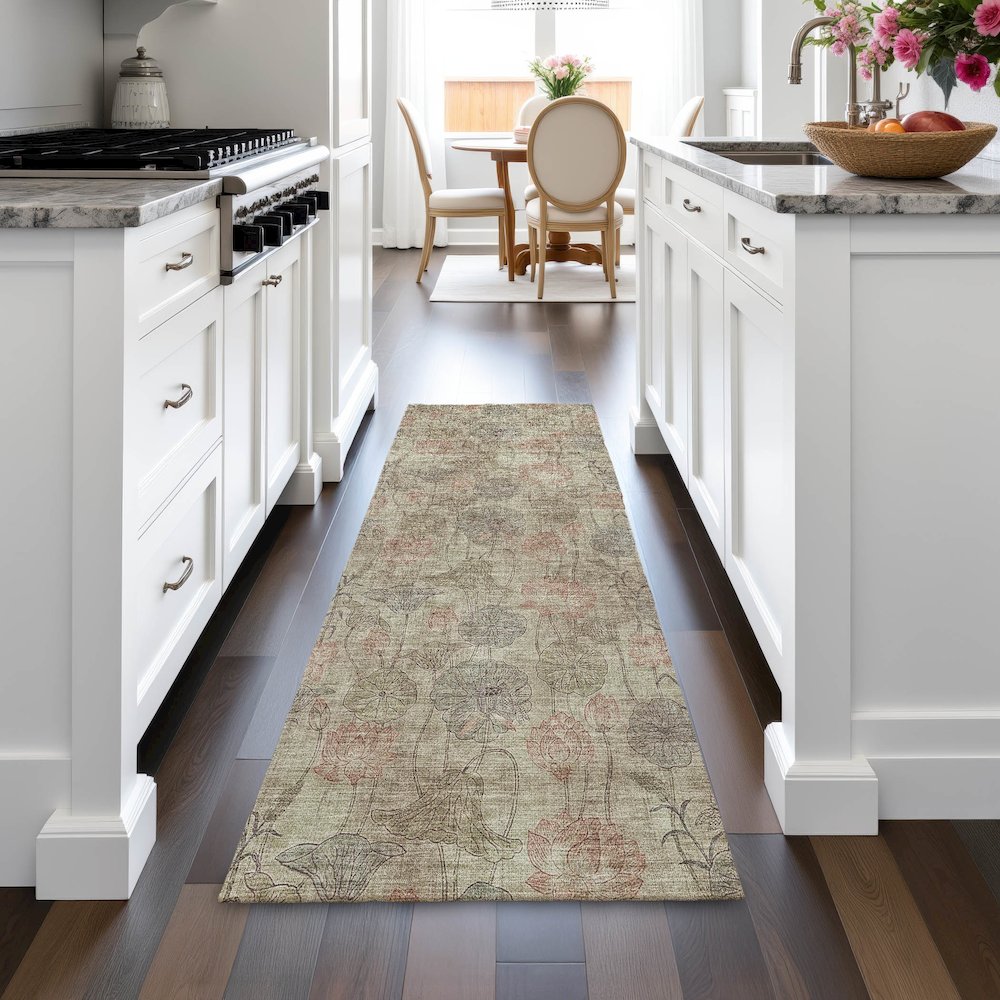 Machine Washable Indoor/Outdoor Chantille ACN2128 Brown 2'3" x 7'6" Runner Rug. Picture 5