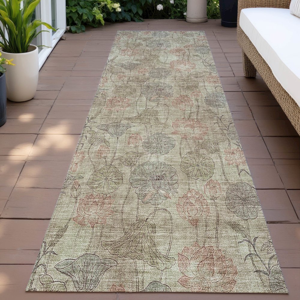 Machine Washable Indoor/Outdoor Chantille ACN2128 Brown 2'3" x 7'6" Runner Rug. Picture 6