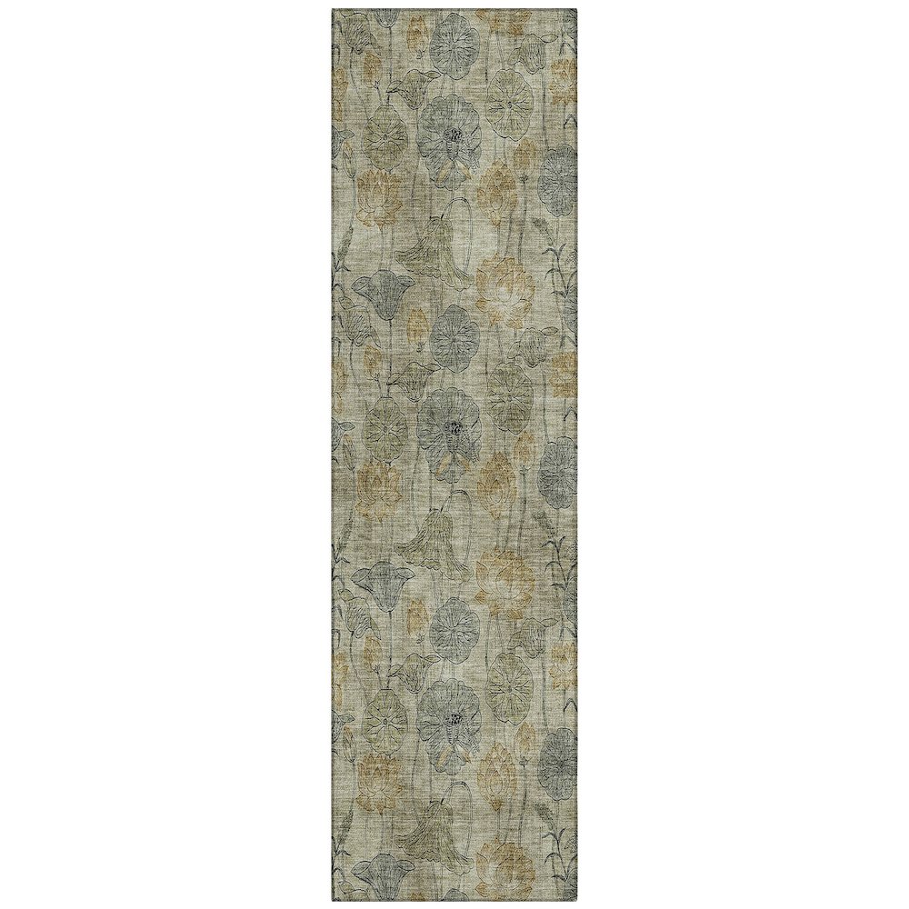 Machine Washable Indoor/Outdoor Chantille ACN2128 Khaki 2'3" x 7'6" Runner Rug. Picture 1