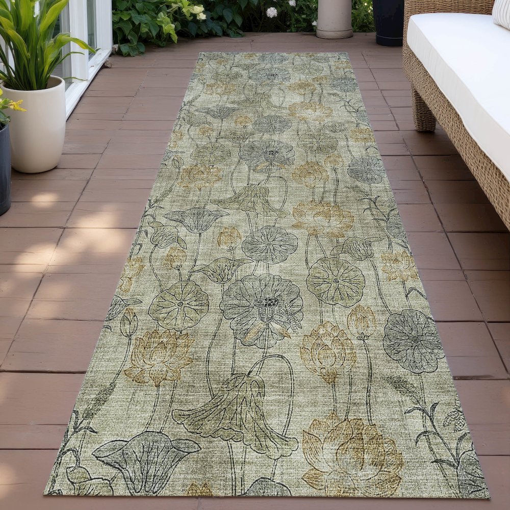 Machine Washable Indoor/Outdoor Chantille ACN2128 Khaki 2'3" x 7'6" Runner Rug. Picture 6