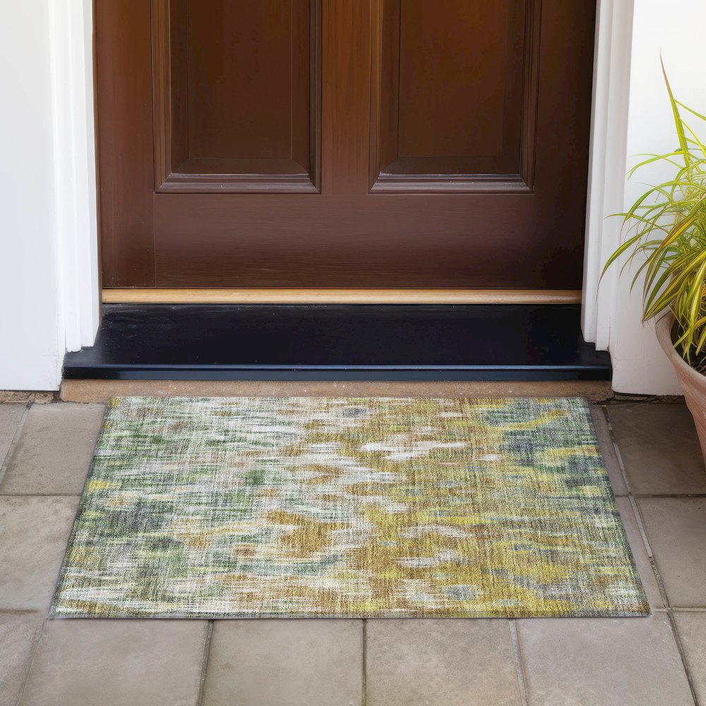 Machine Washable Indoor/Outdoor Chantille ACN2129 Brown 1'8" x 2'6" Rug. Picture 6