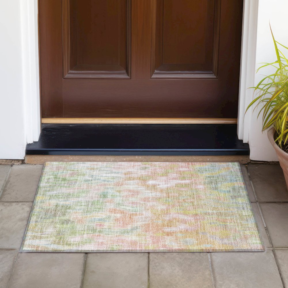 Machine Washable Indoor/Outdoor Chantille ACN2129 Coral 1'8" x 2'6" Rug. Picture 6
