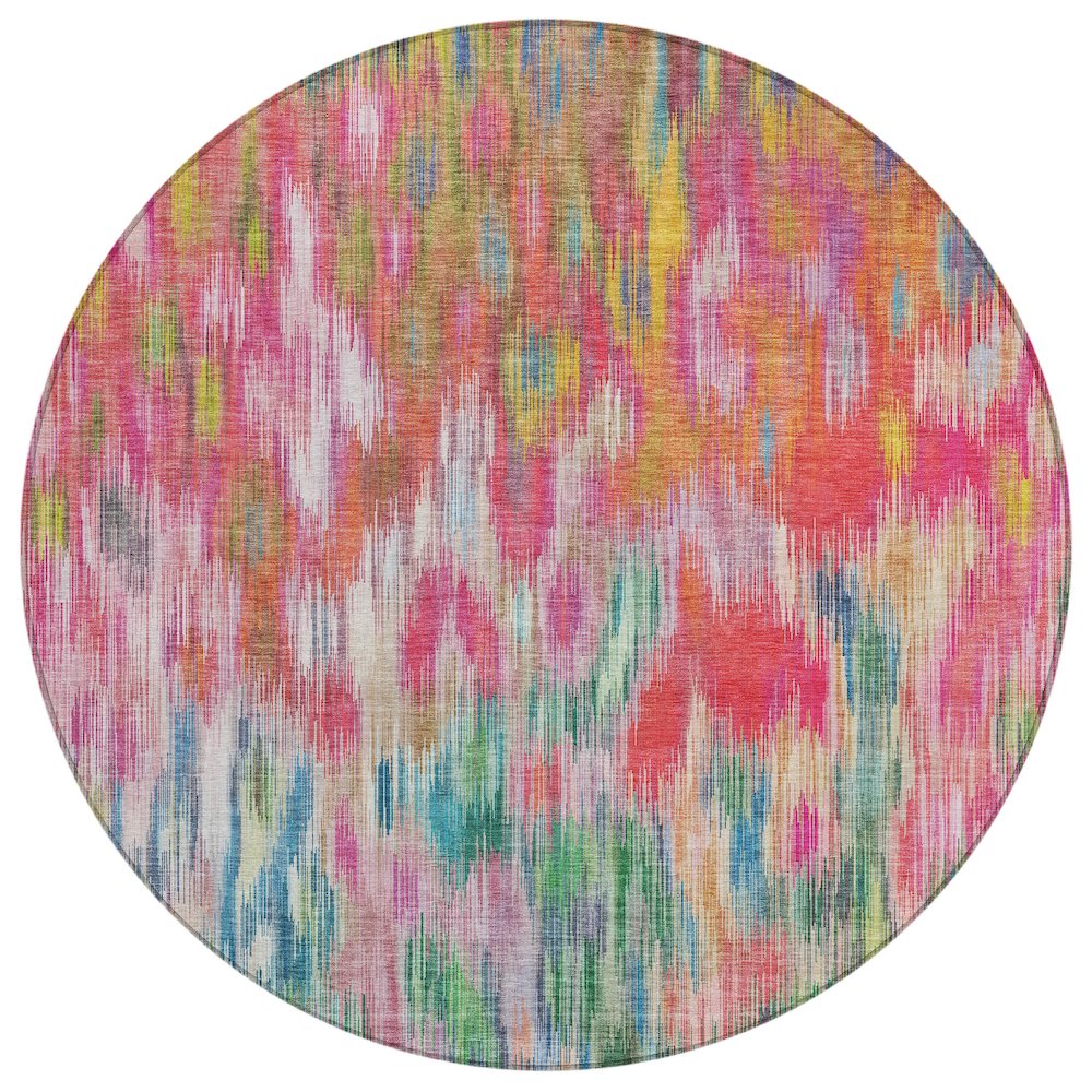 Machine Washable Indoor/Outdoor Chantille ACN2129 Pink 8' x 8' Round Rug. Picture 1