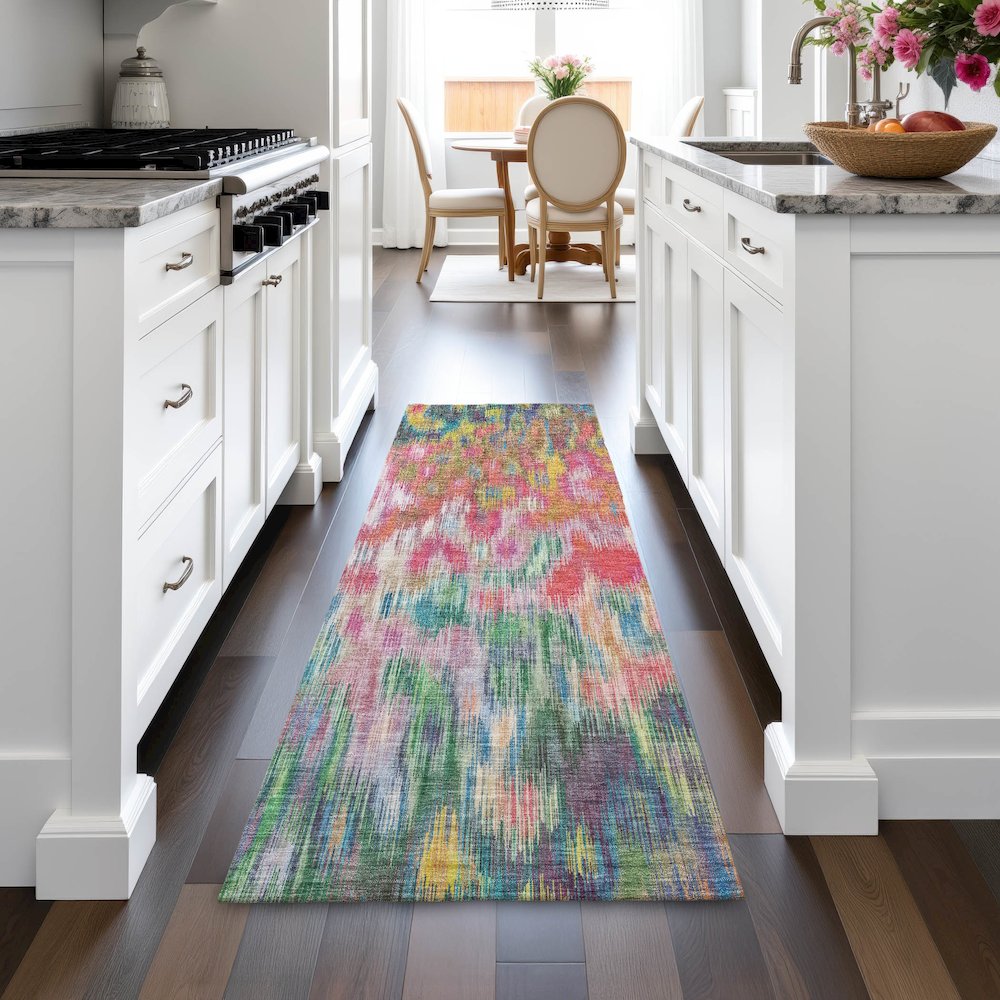 Machine Washable Indoor/Outdoor Chantille ACN2129 Pink 2'3" x 7'6" Runner Rug. Picture 5
