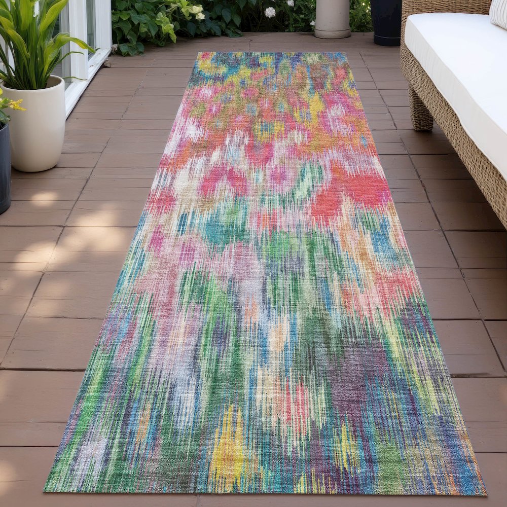 Machine Washable Indoor/Outdoor Chantille ACN2129 Pink 2'3" x 7'6" Runner Rug. Picture 6