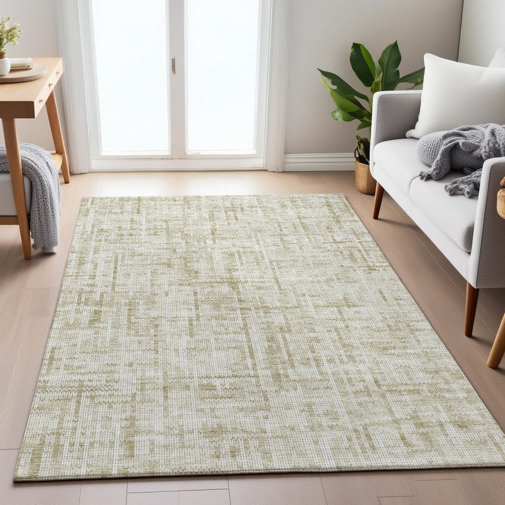 Machine Washable Indoor/Outdoor Chantille ACN2130 Beige 2'6" x 3'10" Rug. Picture 5