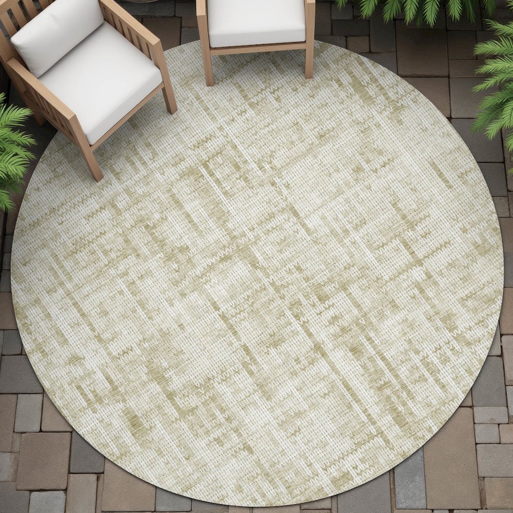 Machine Washable Indoor/Outdoor Chantille ACN2130 Beige 8' x 8' Round Rug. Picture 6