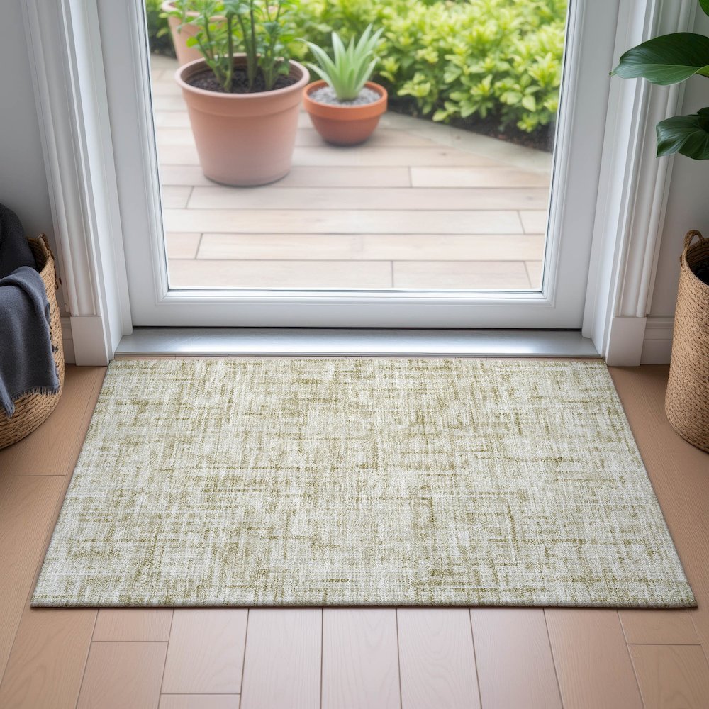 Machine Washable Indoor/Outdoor Chantille ACN2130 Beige 1'8" x 2'6" Rug. Picture 5