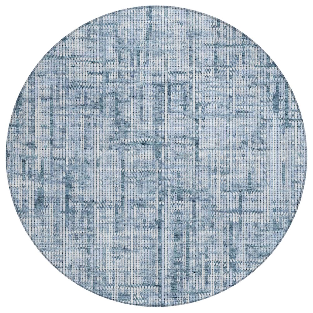 Machine Washable Indoor/Outdoor Chantille ACN2130 Blue 8' x 8' Round Rug. Picture 1