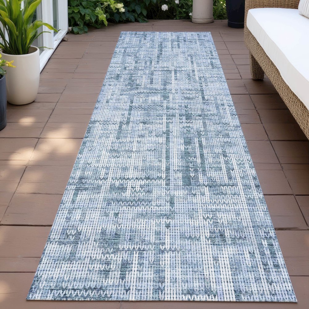 Machine Washable Indoor/Outdoor Chantille ACN2130 Blue 2'3" x 7'6" Runner Rug. Picture 6
